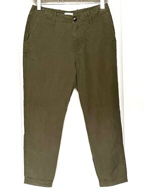 Naif Montreal Olive Green Linen Lyocell Straight Leg Pants XS Summer Classic